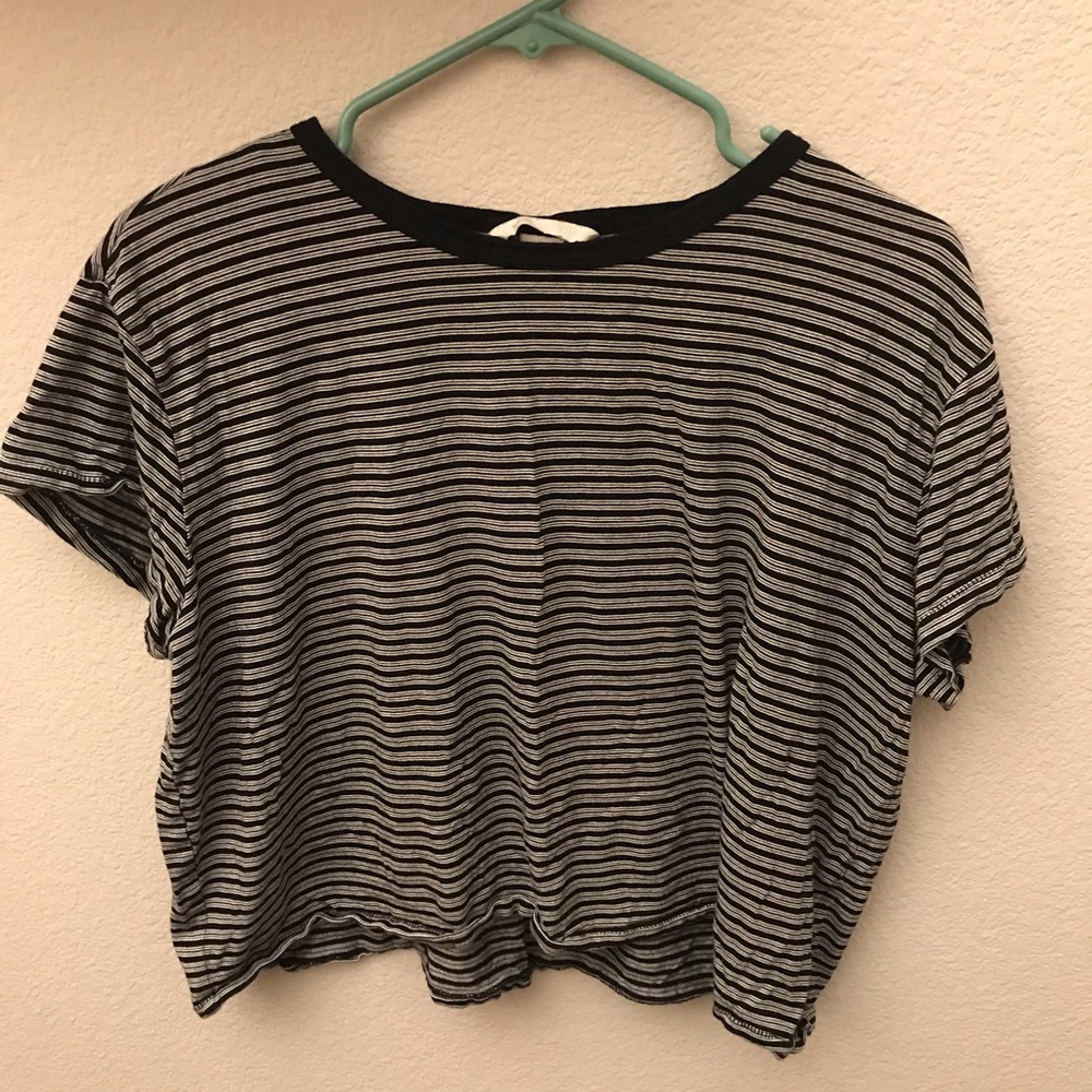 H&M Striped Black and White Cropped Tee
